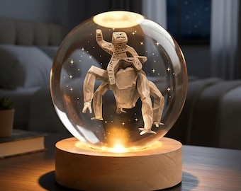 Figuras de Rocky el Alien y Grace, productos de Project Hail Mary, lámpara de noche de bola de cristal, regalos para amantes de los libros, regalo para fans del cine.