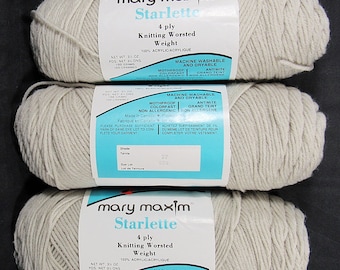 Lot of 3 Mary Maxim Starlette 4-Ply Worsted Wt Yarn Taupe for Afghans,Hats,Scarves