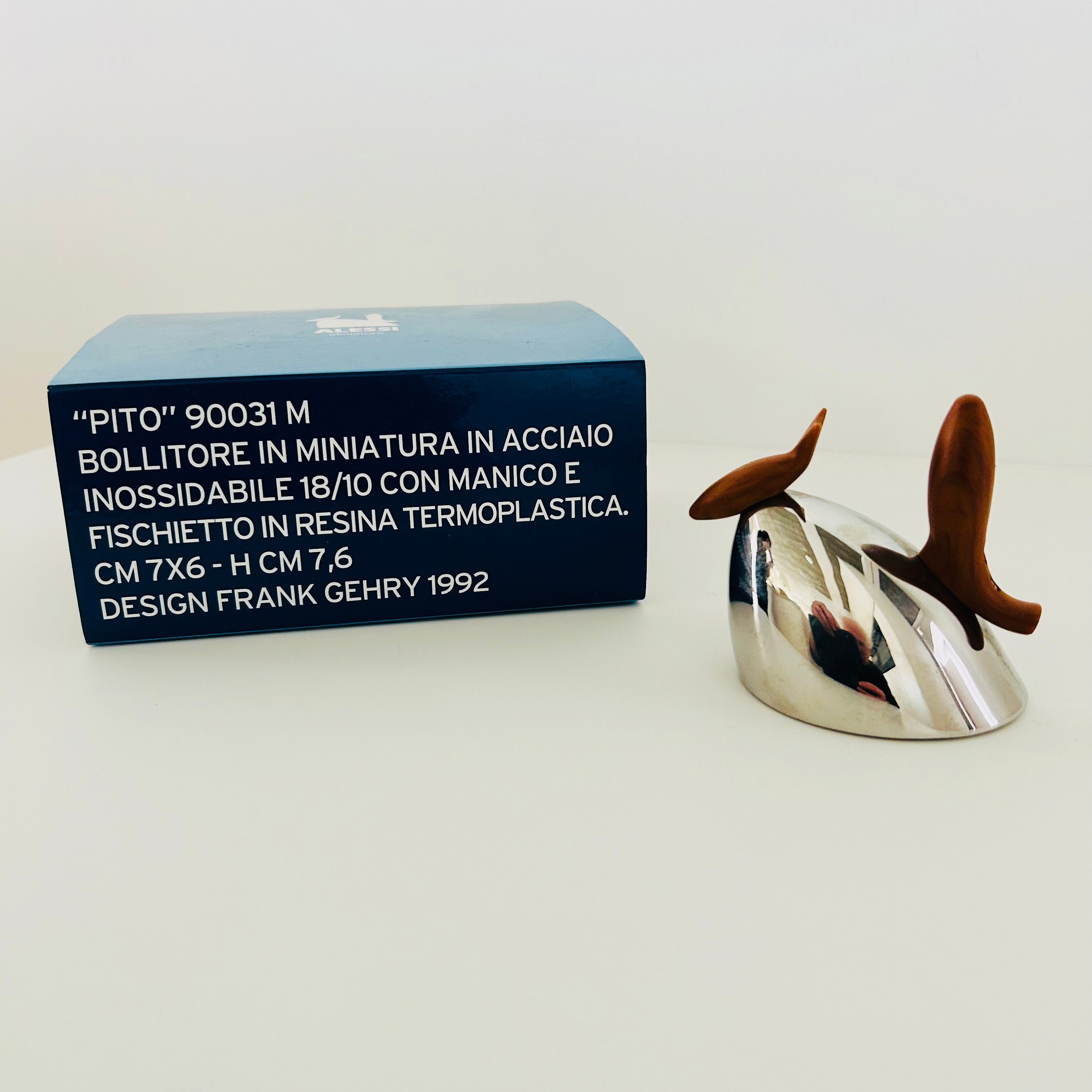 Miniature Alessi - Bouilloire Pito Par Frank Gehry - Acier Et Bois