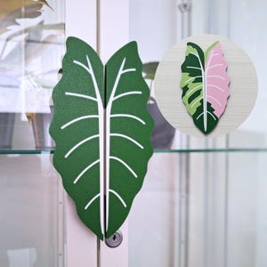 Slip-On Leaf Handles for IKEA MILSBO & RUDSTA Cabinet, No Tools Needed, 3D Printed Alocasia Chantrieri Plant Decor