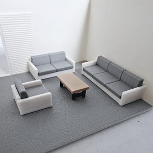 Set di divani in miniatura, set di mobili in miniatura in scala 1/64, accessori per diorama per mini ufficio o soggiorno, mobili per casa delle bambole stampati in 3D