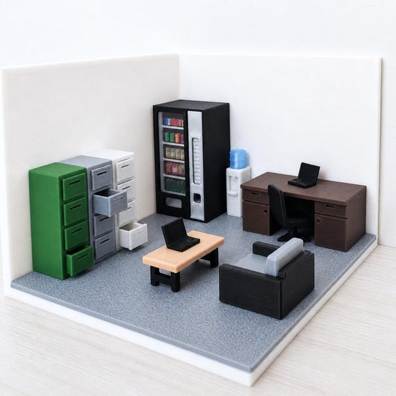 ミニチュアオフィス家具セット、1/64スケールジオラマアクセサリー
