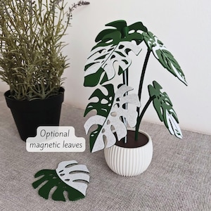 Monstera Coaster Plant, Two-Toned MAGNETIC Leaves with Inner Fenestrations, Coaster Set Gift for Plant Lovers, 3D printed Coasters