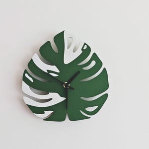 Relógio de parede Monstera, decoração com folhas, presente para amantes de plantas, decoração para casa impressa em 3D.