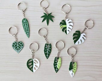 Blatt Schlüsselanhänger, Pflanze Schlüsselanhänger, Geschenk für Pflanzenliebhaber, Monstera Alocasia Anthurium, 3D gedrucktes Schlüssel Zubehör