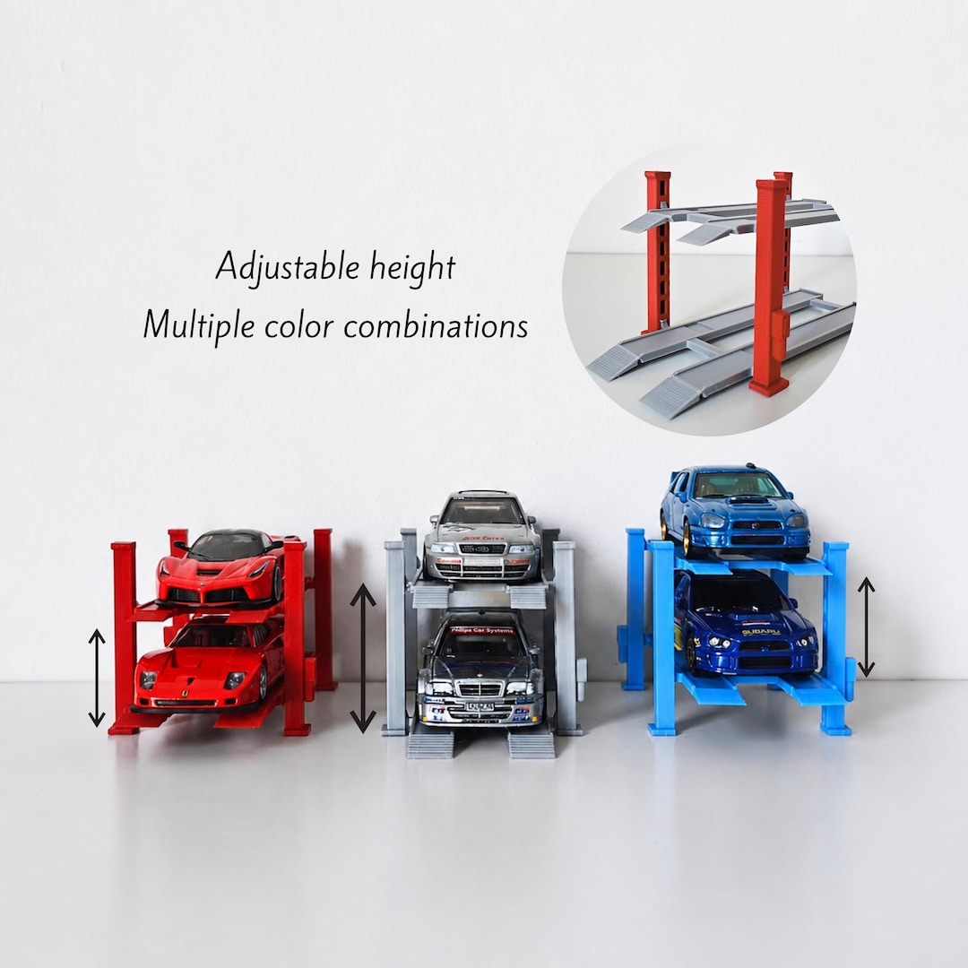 4 Post Car Lift Adjustable Height, 1/64, 1/100, 1/120 Scale Garage