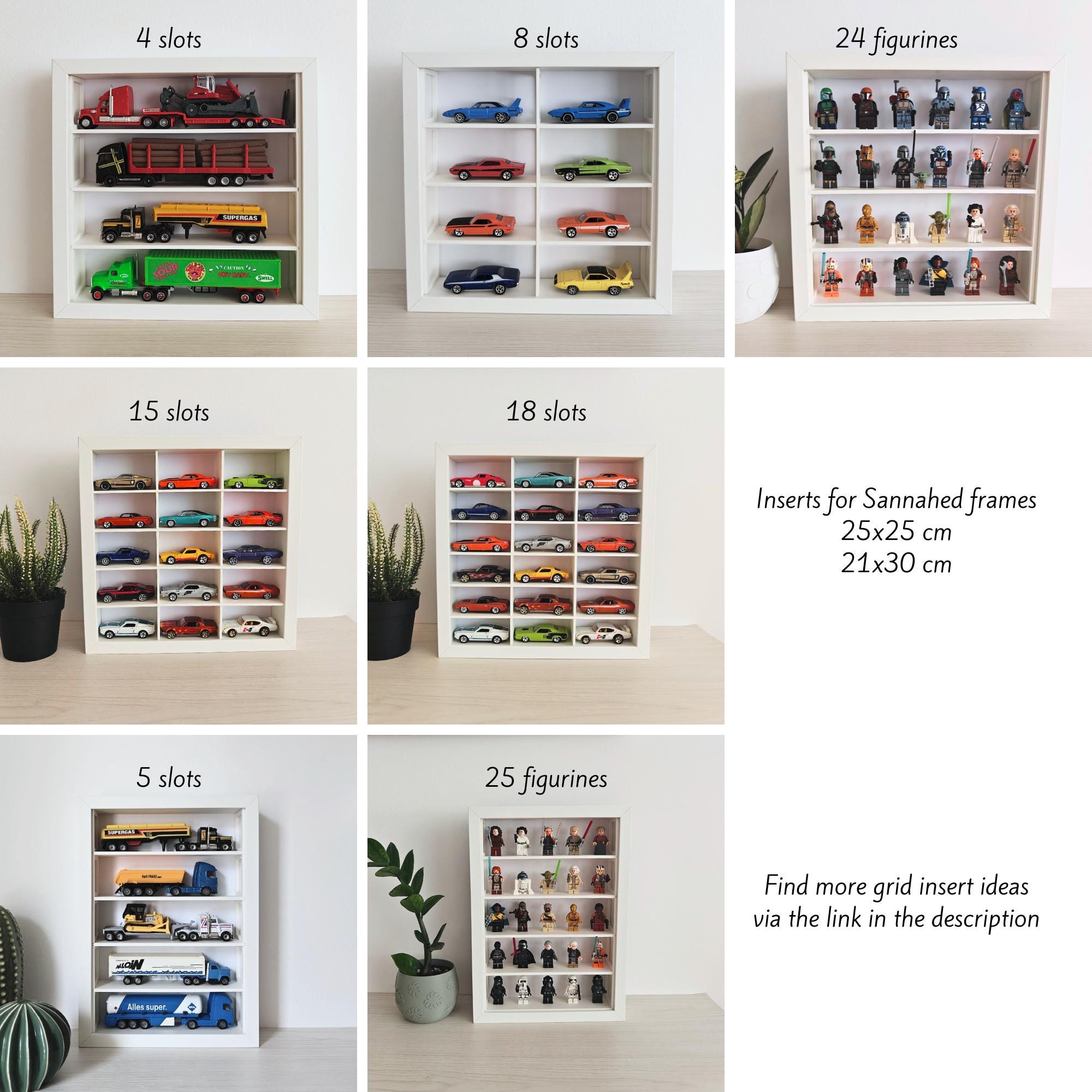 Grid Inserts for IKEA Sannahed Frame 25x25 Cm, Lego Figurine