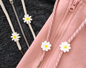 Daisy Drawstring Charms, Flower Hoodie & Sweatpants Accessories, 3D Printed Clothing Add-Ons