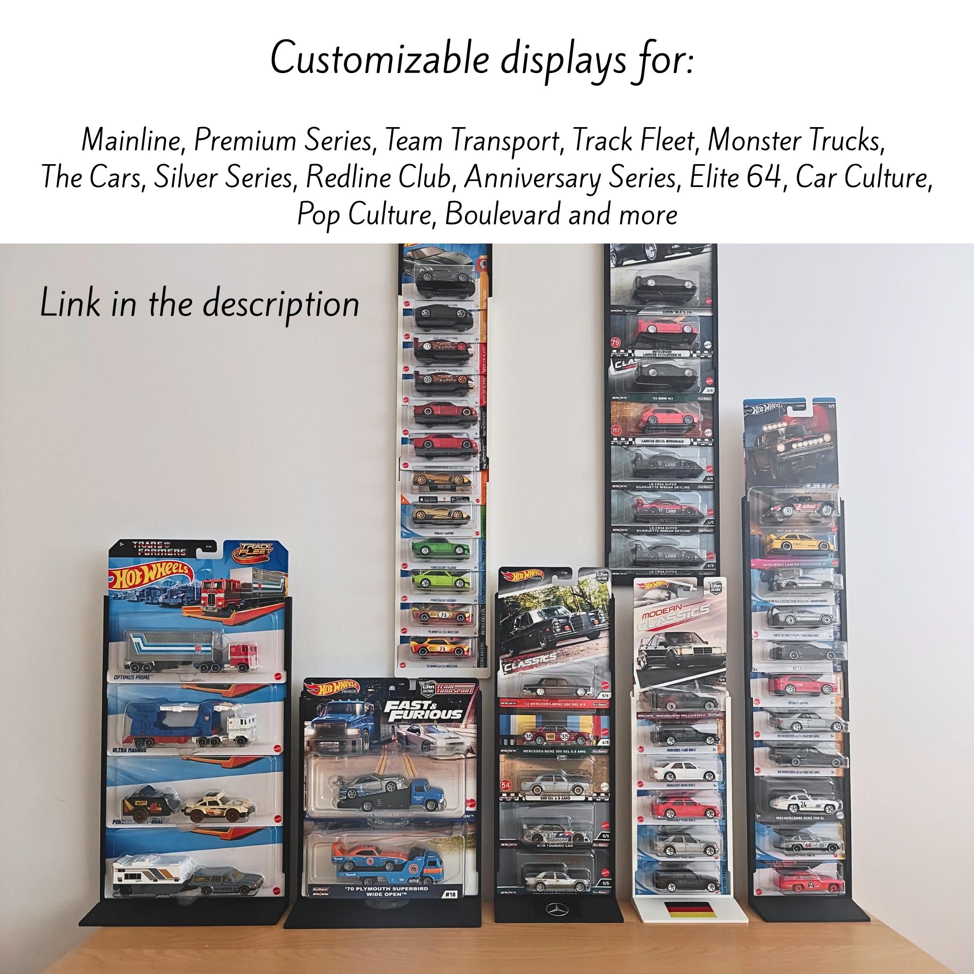 Wall Mount or Stand for Hot Wheels Premium Series, Fits 13.3 Cm