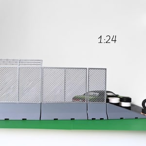 Miniature 1/24 Jersey Barriers & Mesh Fencing, Diorama Race Track Accessories, Street Racing Scenes, 3D print