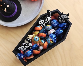 Halloween Candy Bowl, Coffin Halloween Dish, Gothic Decorative Tray, 3D Printed Halloween Decor