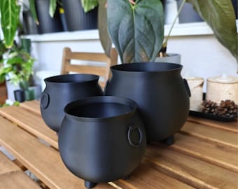 Halloween Cauldron Planter, Gothic Plant Pot, Enchanted Witch Pot, Magic Cauldron Decor, 3D Printed