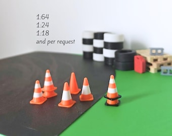 Miniature Traffic Cones, 1/64 1/24 1/18 Scale Diorama Accessories for Mini Displays, Model Scenes, Crafts, Hobby Projects, 3D print