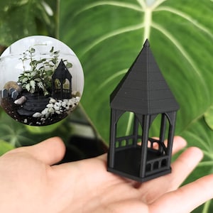Mini Gothic Gazebo for Terrariums, Haunted Terrarium Decor, Spooky Garden House, 3D Printed