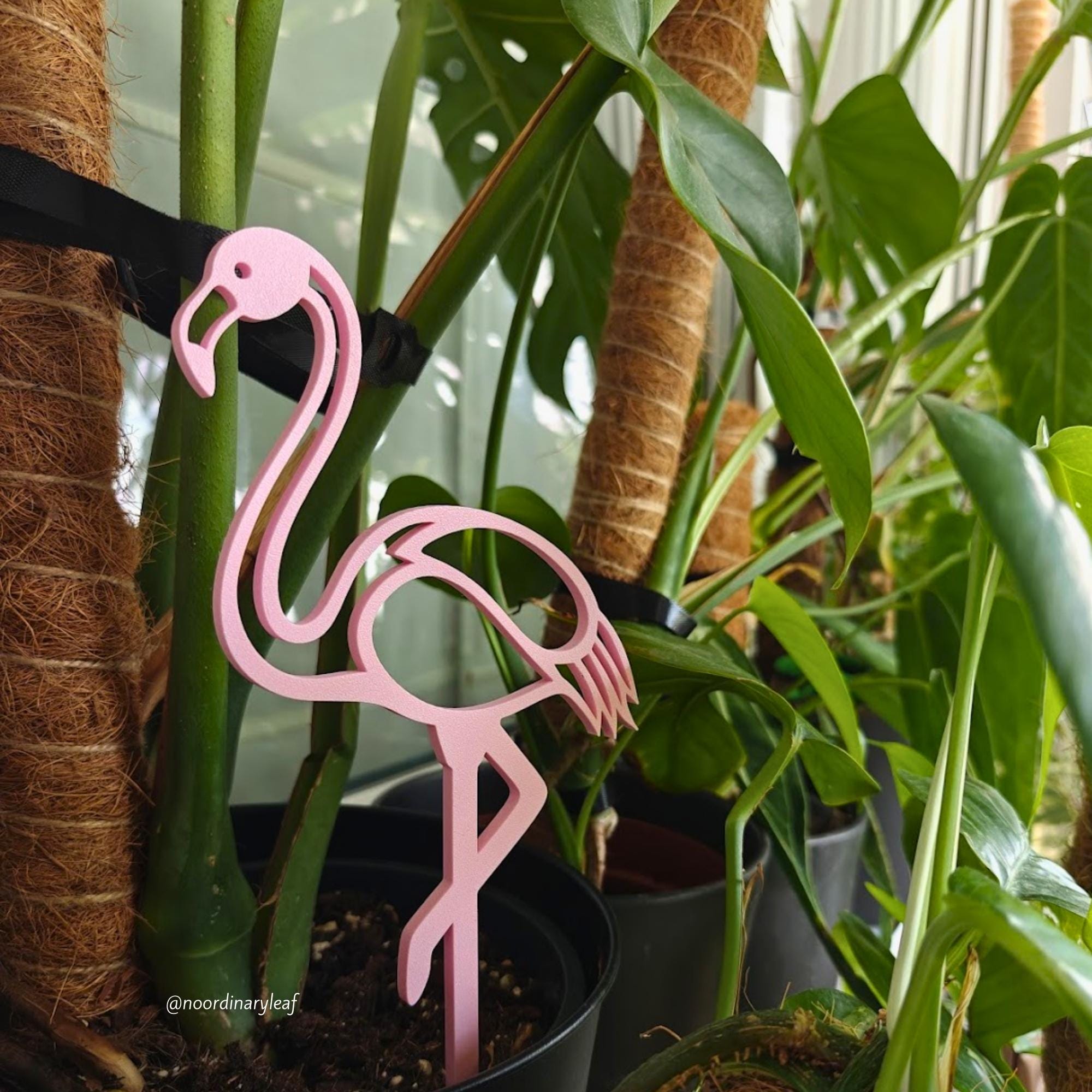 Flamingo Plant Stake, Pink Garden Decoration, Plant Support
