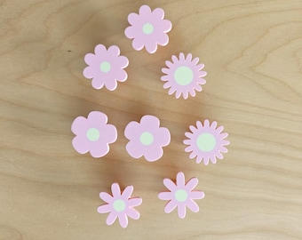 Pink Flower Knobs for Drawer or Door, Cabinet Pull, Door knob, Floral Design, 3d print