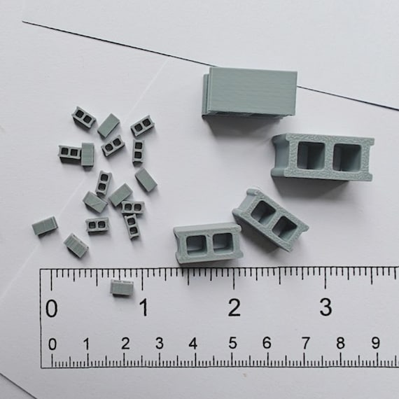 ミニチュアコンクリートブロック、1/64、1/24、1/18スケールの