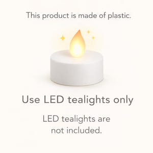 LED tealight safety instruction graphic, use LED candles only for cauldron holder