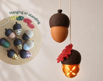 Glowing Acorn Tealight Holder or Small Container, 3D Printed Hanging Decor, Multi purpose Housewarming Gift, 3D printed