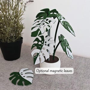 Monstera Coaster Plant, Two-Toned MAGNETIC Leaves with Inner Fenestrations, Coaster Set Gift for Plant Lovers, 3D printed Coasters