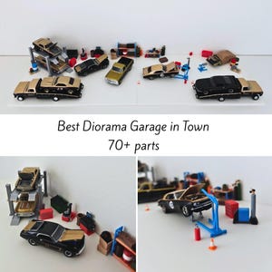 Bästa Diorama Garaget i Stan, Skala 1:64 Modellbyggsats, 3D-utskriven Verkstadsscen, Minigarage för Hot Wheels