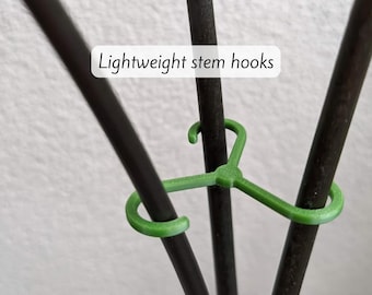 Stem Hook Supports, Lightweight with rounded edges, Multi-size, Stake for Heavy and Droopy Leaves, Set of Clips for Plant Care, 3d print