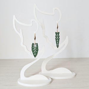 Earrings Alocasia Plant, 3d printed Jewelry Gift for Plant Lovers, Leaf Earrings, 3d printed Earrings