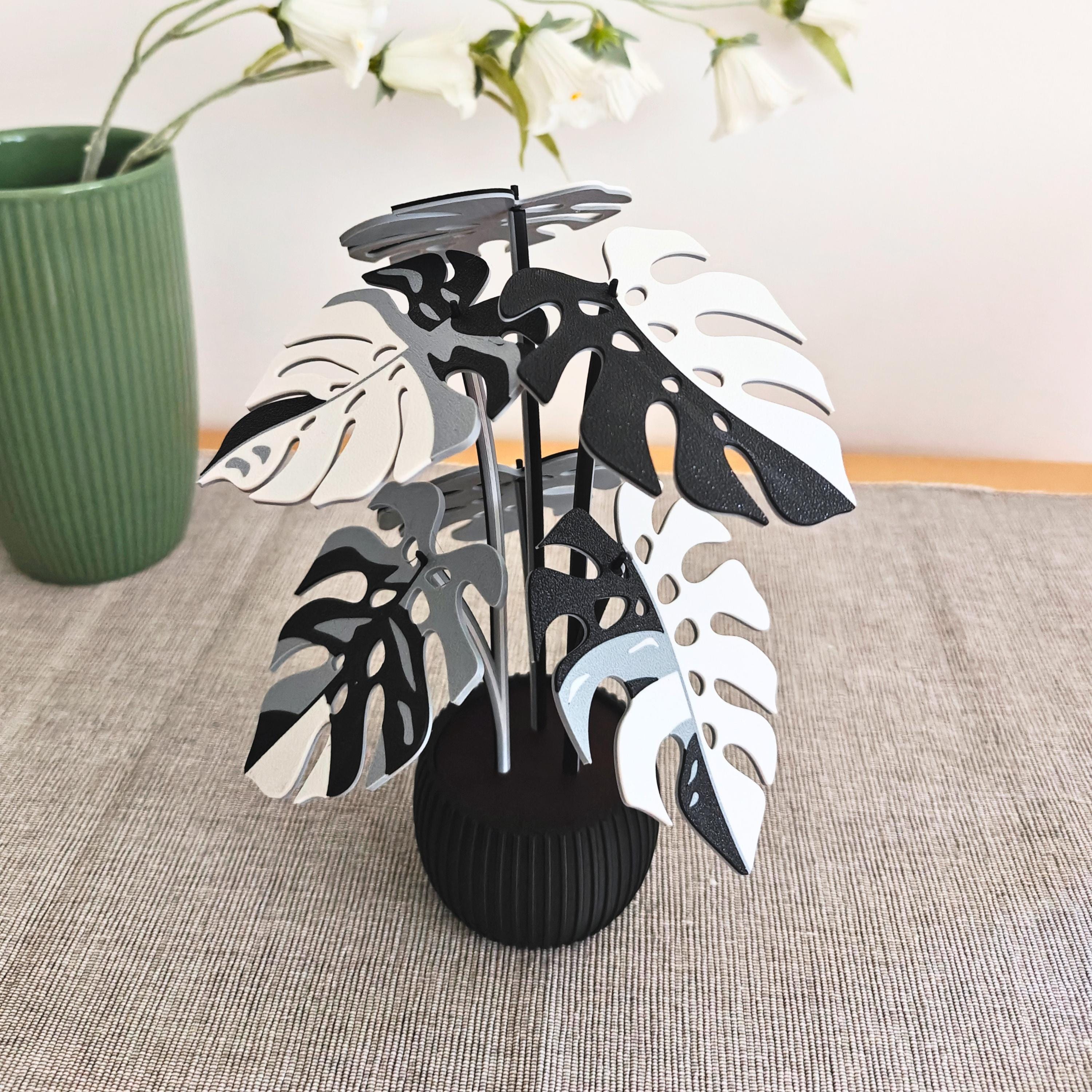 Gothic Monstera Coaster Plant, MAGNETIC Leaves, Black & Gray, Dark