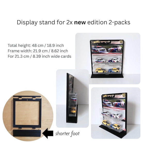 Wall Mount or Display Stand for Hot Wheels 2-pack, Fits New and