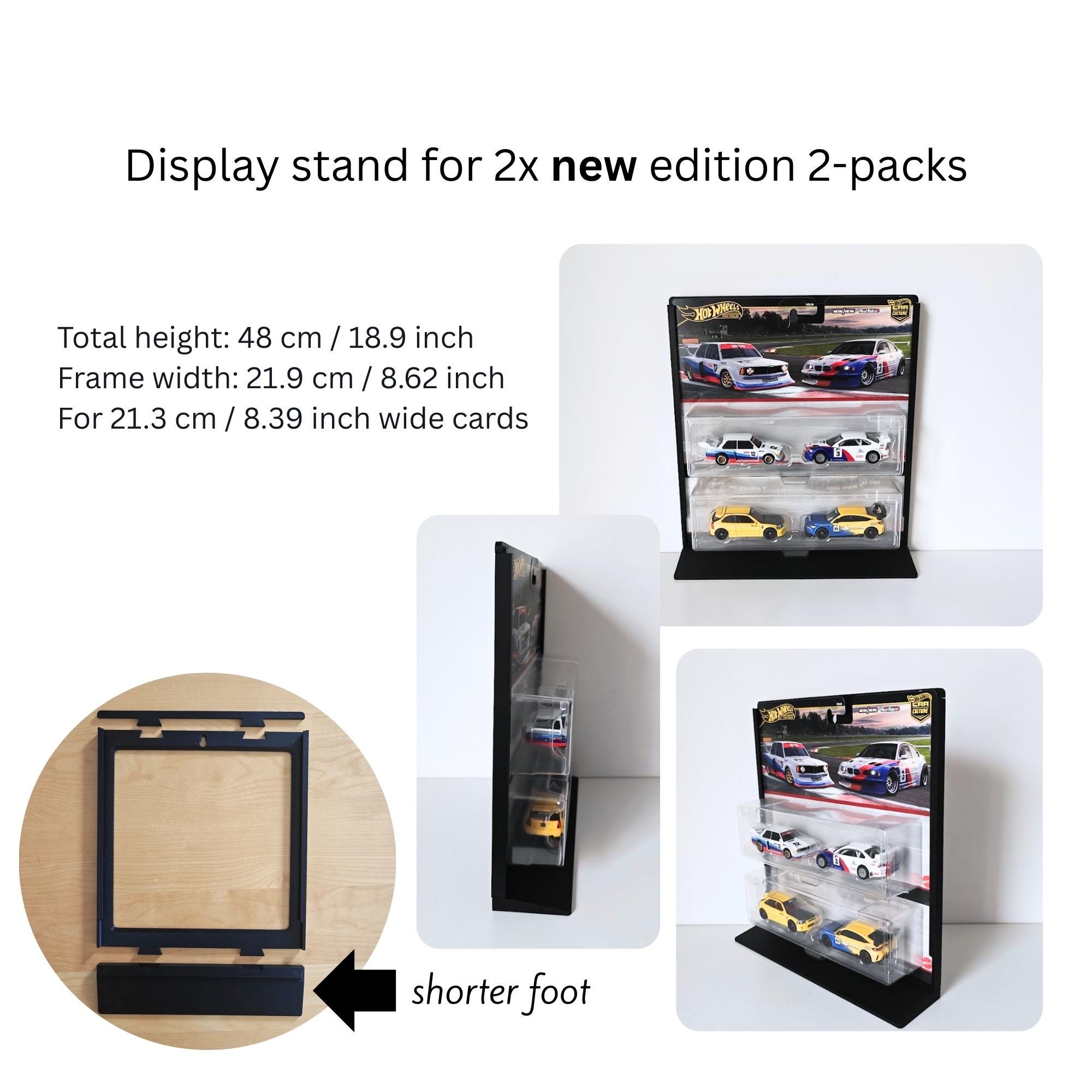 Wall Mount or Display Stand for Hot Wheels 2-pack, Fits New and