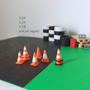 Miniatur Verkehrskegel, 1/64 1/24 1/18 Maßstab Diorama Zubehör für Mini Displays, Modell-Szenen, Basteln, Hobby Projekte, 3D Druck