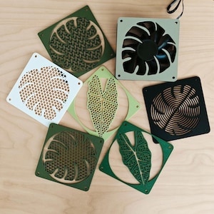Cubierta para ventilador Monstera de 120 mm, rejilla para ventilador de PC con temática vegetal, cubierta decorativa para ventilador de ordenador, cubierta de ventilación para invernadero, protector de malla con forma de hoja impreso en 3D