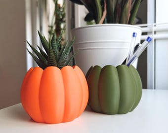 Pumpkin Pot for Succulents or Organizer for Small Items, Home Decor, 3D Printed Planters,  Autumn & Halloween Decor