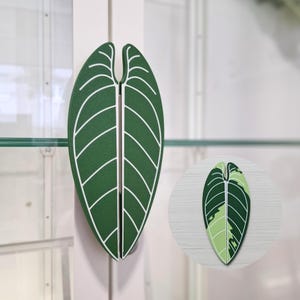 Slip-On Waro Leaf Handles for IKEA MILSBO & RUDSTA Cabinet, No Tools Needed, 3D Printed Anthurium  Warocqueanum Plant Decor