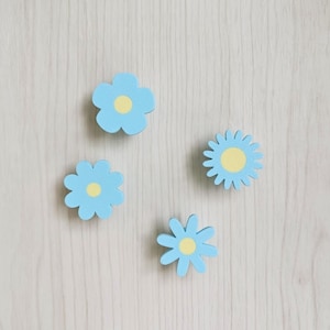 Blue Flower Knobs for Drawer or Door, Cabinet Pull, Door knob, Floral Design, 3d print