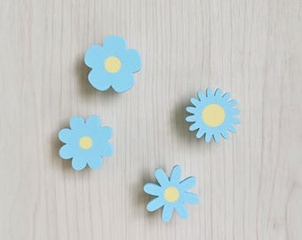 Blue Flower Knobs for Drawer or Door, Cabinet Pull, Door knob, Floral Design, 3d print