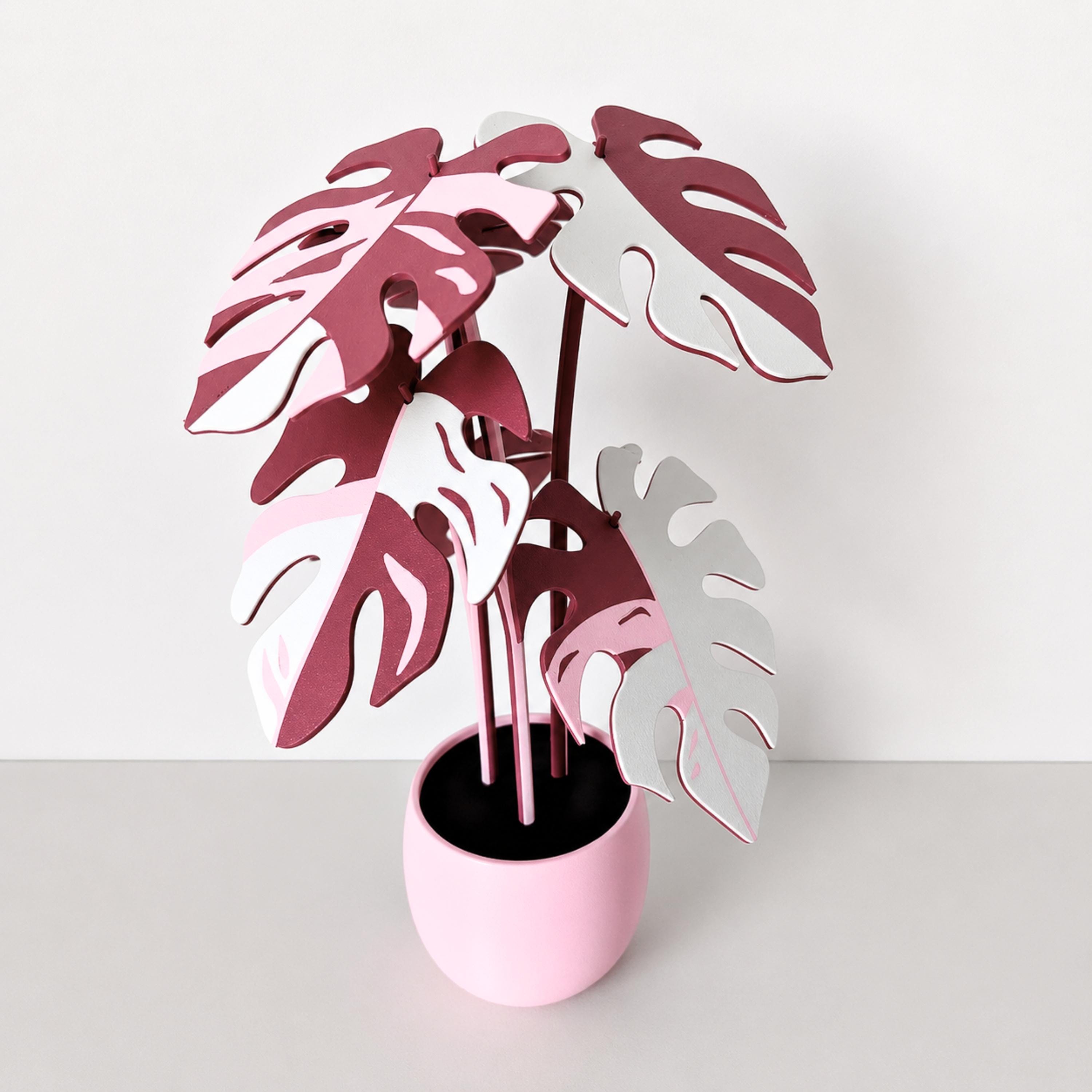 Pink Monstera Coaster Plant, Magnetic Leaves Optional, Home Decor