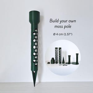 Modular Moss Pole Ø 4 cm (1.57"), Watering Reservoir or Cap, 3D Printed Extendable Plant Support System