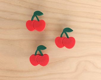 Cherry Knobs for Drawer or Door, Red Fruit Handle, 3D Printed Bolt-On Pull for Drawers, Dressers & Cupboards