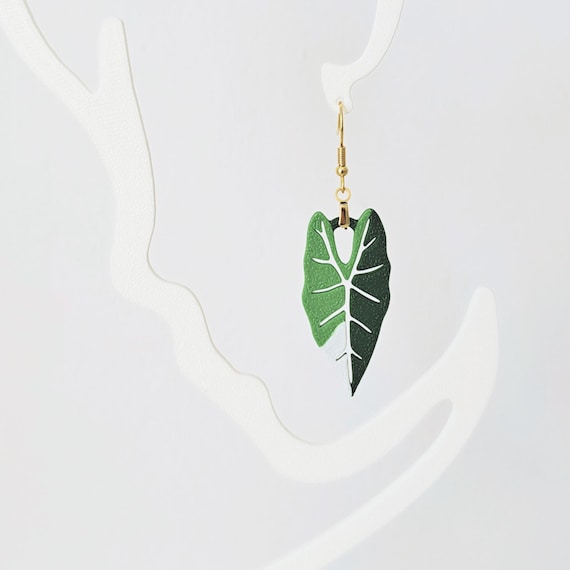 Earrings Alocasia Frydek, 3d Printed Jewelry Gift for Plant Lovers