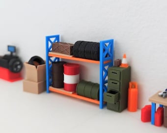 Miniature Tire Rack Shelf 1/64 Scale Garage Accessory for Mini Displays, Model Scenes, Crafts, Hobby Projects, 3D print
