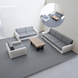 Miniatur Sofa Set, 1/64 kleine Diorama Möbel für Mini Büro oder Wohnzimmer, 3D gedruckte Möbel fürs Puppenhaus