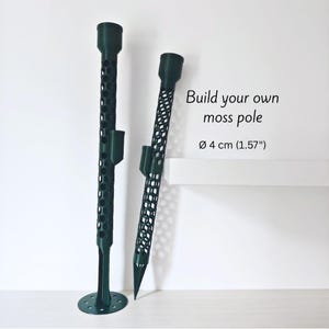Poste modular para musgo de Ø 4 cm (1,57") con depósito de agua, sistema de soporte para plantas extensible impreso en 3D.