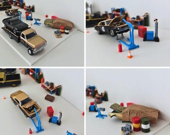 街で一番のジオラマガレージ、1/64スケールモデルキット、3Dプリント