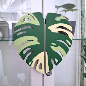 Slip-On Monstera Leaf Handles for IKEA MILSBO & RUDSTA Cabinet, No Tools Needed, 3D Printed Variegated Plant Decor