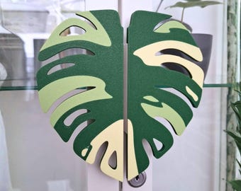 Tiradores de hojas de Monstera para armarios IKEA MILSBO y RUDSTA, sin herramientas, decoración vegetal abigarrada impresa en 3D.