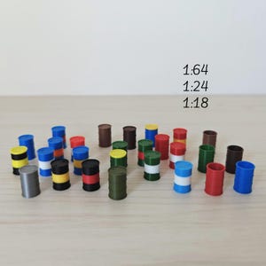 Miniature Oil Drums, 1/64, 1/24, 1/18 Scale Diorama Accessories for Mini Displays, Model Scenes, Crafts, Hobby Projects, 3D print