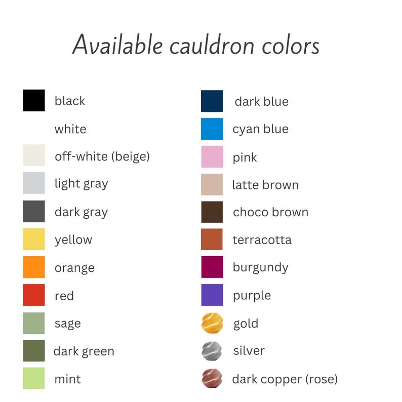 Available cauldron colors