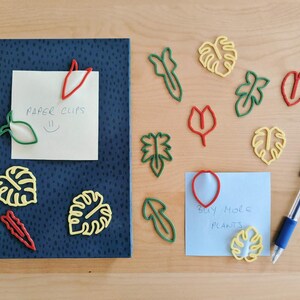 Trombones en forme de feuille, Monstera, Philodendron, Alocasia, Mini fournitures de bureau ou scolaires mignonnes, Cadeau de décoration de carte de voeux 15 pièces