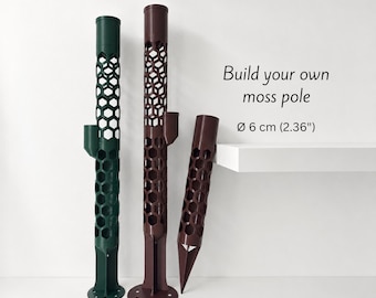 Modular Moss Pole Ø 6 cm (2.36"), Extendable Plant Support with Watering Reservoir, Stackable Climbing Plant System, 3D print